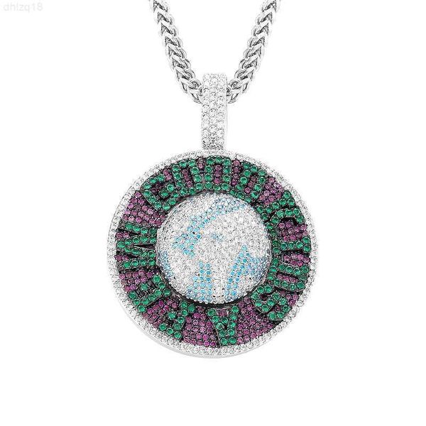 

official genuine ma siwei same afgk earth rotation necklace men's cuban sweater chain hip hop fashion brand in europe and america, Silver