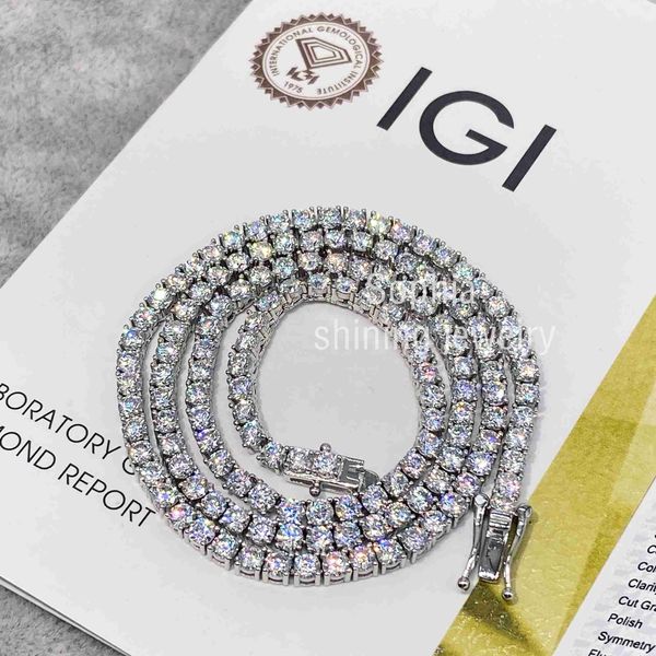 

igi verified 3mm 18inch tennis chain necklace lab grown diamonds jewelry, Silver