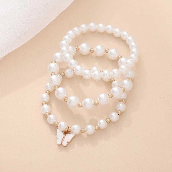 

pearl butterfly bracelet female summer fashion design girlfriends girls suit, Golden;silver