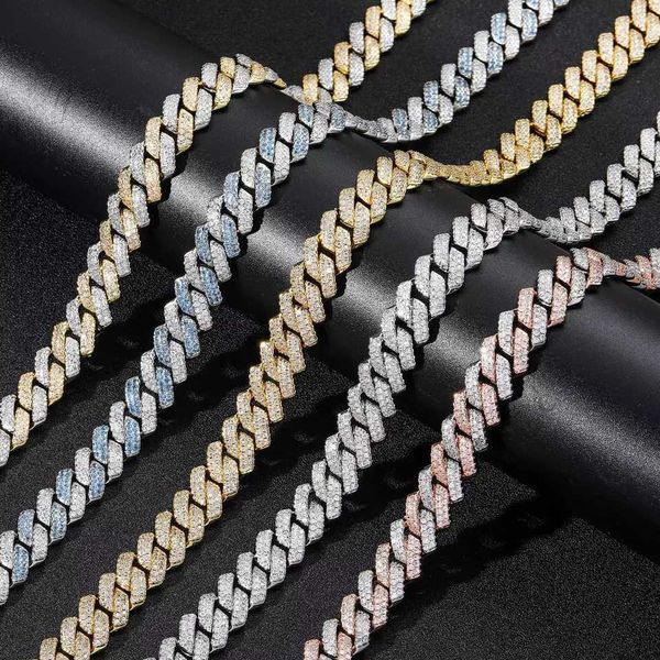 

custom men miami fashion style white gold stainless steel cuban 14mm iced out chain hiphop necklace, Silver