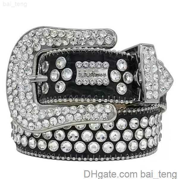 

designer bb belt simon belts for men women shiny diamond belt black on black blue white multicolour with bling rhinestones as gift bai05 1x, Black;brown