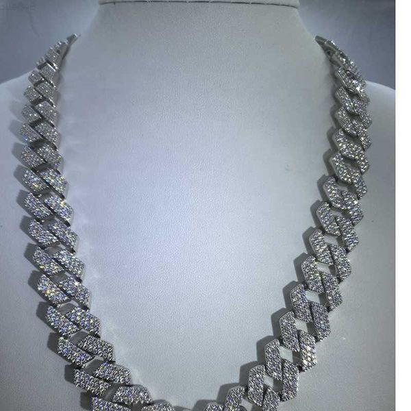 

lifeng jewelry classic luxury fashion ready to ship hip hop men 18mm20inches full iced out moissanite cuban chain necklace, Silver