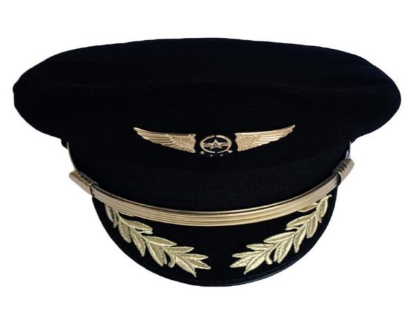 

custom upscale pilot cap airline captain hat uniform halloween party men military hats black for women wide brim7208257, Blue;gray