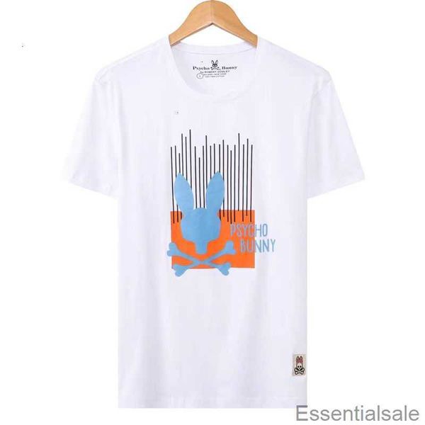 

2023 new psycho bunny versatile summer men's and women's embroidery printed skull rabbit short sleeve t-shirt pure cotton tide bra, White;black