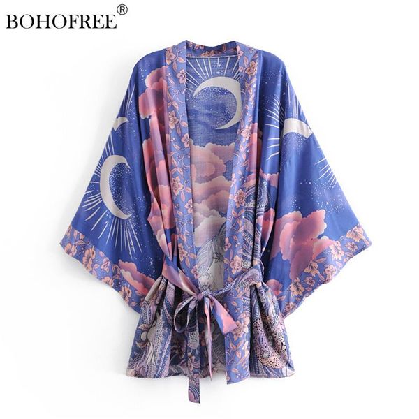 

swimwear vintage short resort kimono jacket floral print bohemian blusas female casual coats robes ladies, White;black