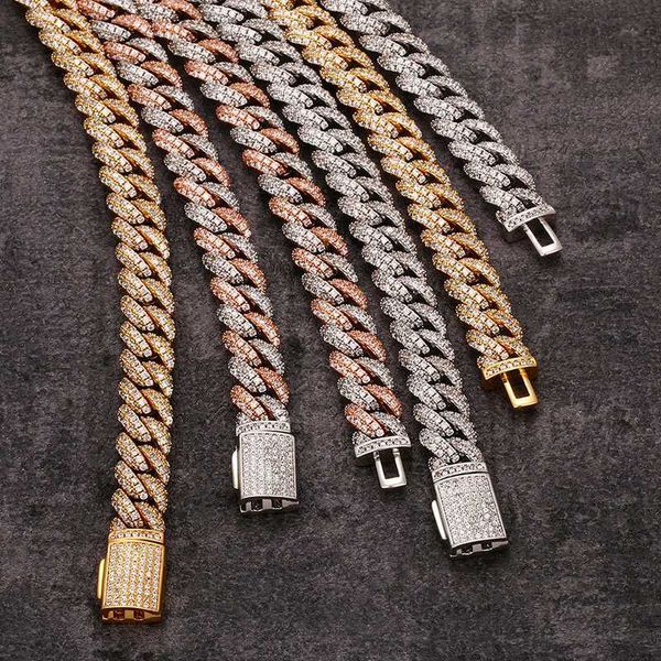

iced out pass diamond tester hip hop necklace vvs moissanite jewelry cuban chain bracelet 10mm cuban link chain necklace, Silver