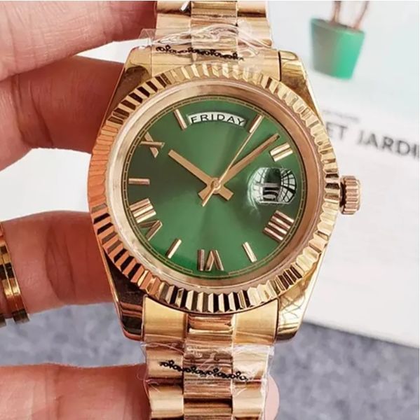 

men mens 41mm sapphire rose gold daydate blue automatic watches mechanical movement iced out daydate diamond watch montre de luxe datejust w, Slivery;brown