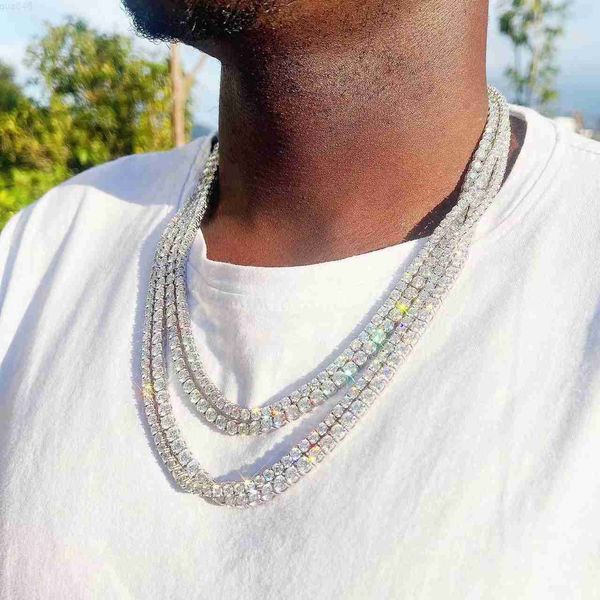

custom tennis chains men 3mm 20 inches moissanite tennis necklace, Silver