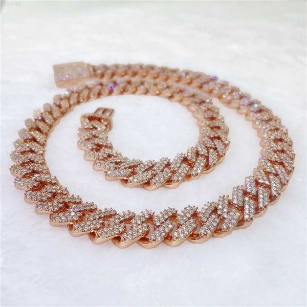 

hip hop jewelry 12mm 925 sterling silver gold plated vvs moissanite diamond iced out cuban link chain