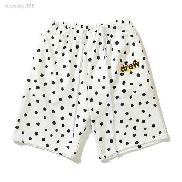 

drew shorts new spring/summer blue and white polka dot cloud casual shorts for both men kkek, White;black
