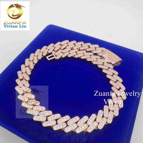 

rappers diamond 925 sterling silver necklace for men vvs moissanite cuban link chain