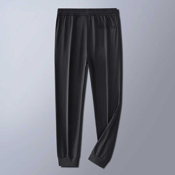 

silk summer pants ice men's thin casual pants men's quick drying pants loose sports pants drawstring loose guard pants k407, Black