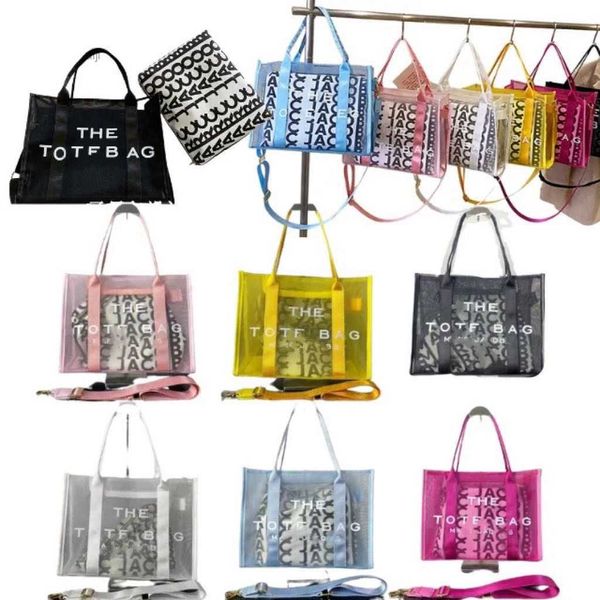 

summer new candy color mesh tote bags clear vegan travel women's designer brand mj