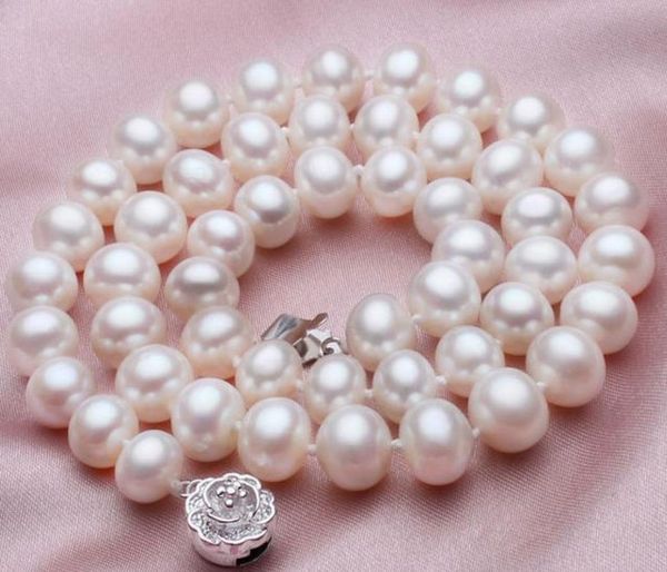 

charming 89mm genuine white akoya pearl necklace 18inch 925 silver clasp8217636