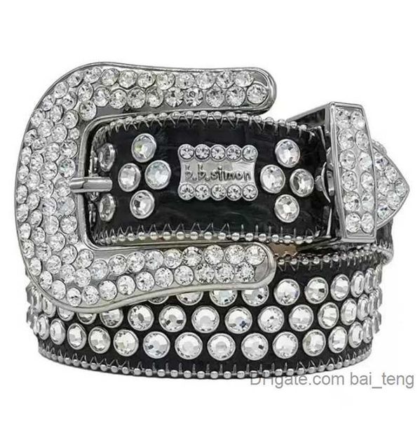 

designer 2022 bb belt simon belts for men women shiny diamond belt black on black blue white multicolour with bling rhinestones as gift, Black;brown