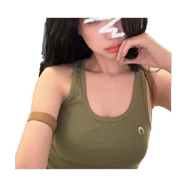 

women knits r embroidery knitted vest sleeveless breathable knitted pullover womens sport active, White