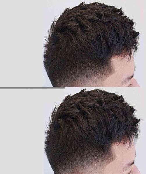 

natural male short s for men synthetic hair crew cut hair style for young man balding sparse hair 2202089213702, Black;brown