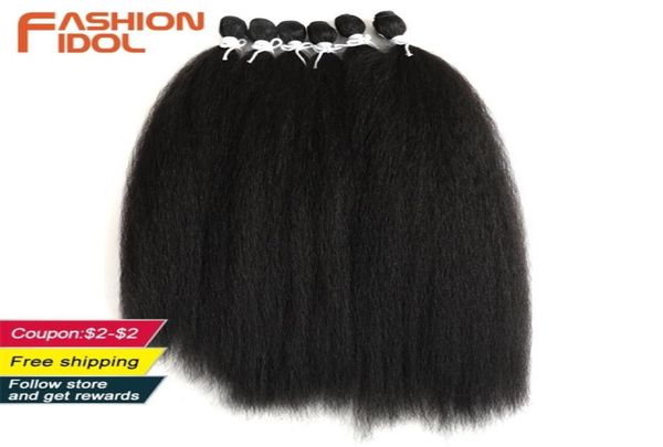 

fashion idol 26 inch synthetic hair extensions yaki straight hair bundles 6pcspack ombre brown hair weave bundles 2206158173636, Black;brown