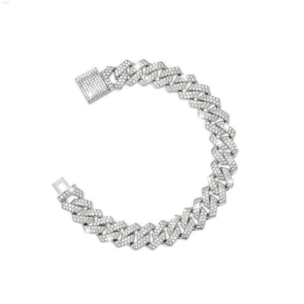 

2023 jewelry hip hop fashion silver 925 men's bracelet moissanite cuban link chain