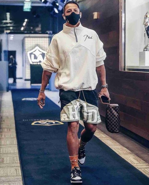 

men's shorts designer clothing rhude patchwork with contrasting letters printed pentagram pants drawstring high street american couples, White;black