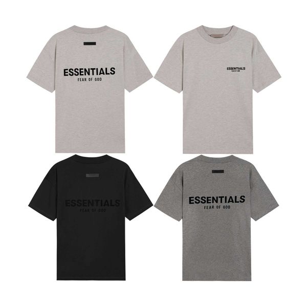 

400g 2023 men's and women's fashion t shirt t-shirts high street brand ess round neck short sleeve loose couple, White;black