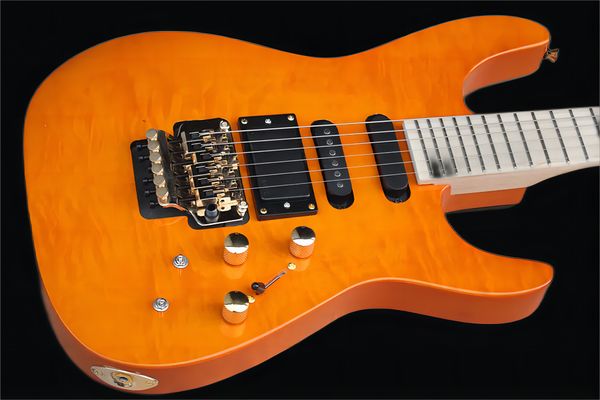 

factory custom orange electric guitar with floyd rose bridge, maple fretboard, gold hardware, can be customized2369