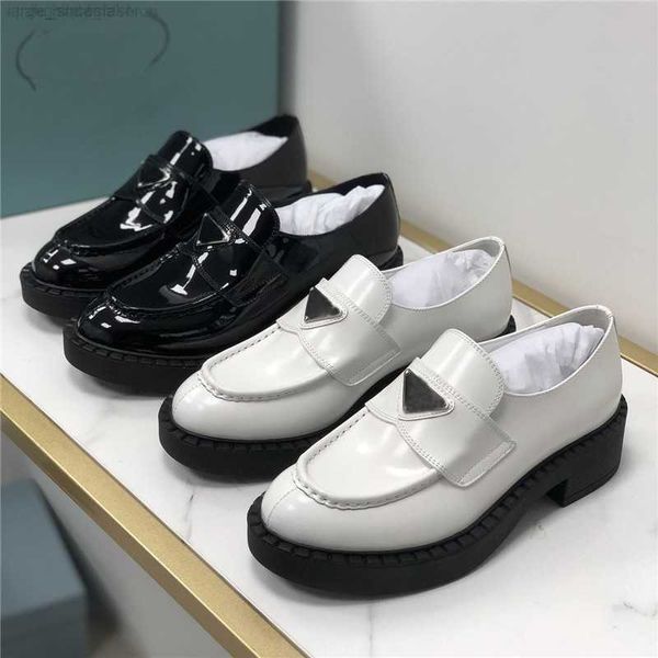

designer women casual shoes monolith p triangle loafers black cloudbust genuine leather shoe increase platform sneakers classic patent matte