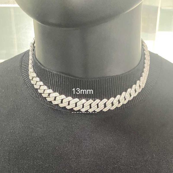 

hip hop jewelry fine diamond necklace 18k gold plated vvs moissanite 925 silver iced out 13mm cuban chain necklace