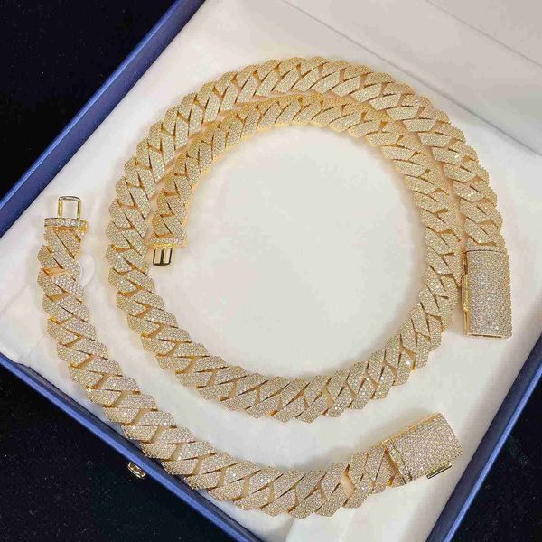 

custom hip hop 18mm honeycomb setting vvs moissanite diamond iced out cuban link chain, Silver
