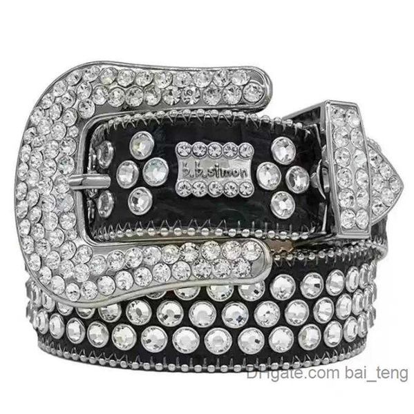

2luxury designer bb belt simon belts for men women shiny diamond belt black on black blue white multicolour with bling rhinestones as gift 2, Blue;gray