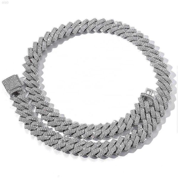 

hip hop jewelry 18-24inches moissanite vvs 12mm iced out men cuban link chain necklace, Silver