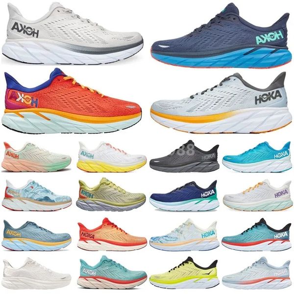 

hoka bondi 8 clifton athletic shoes runner hokas carbon x2 triple black white light blue outdoor sports designer trainers lifestyle shock ab, White;red