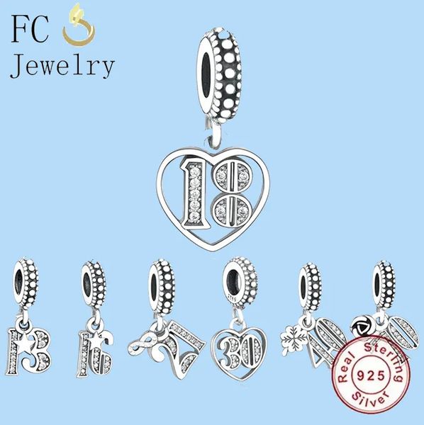 

925 charm beads accessories fit pandora charms jewelry wholesale 13th 18th 21st 50th 60th 70th bead making birthday bead, Black