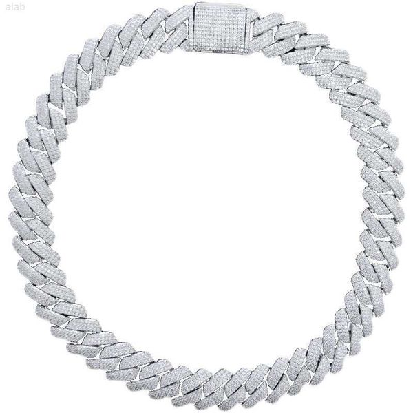 

hip hop iced cut baguette moissanite diamond cuban vvs1 miami chain silver 925 sterling cuban link chain necklace