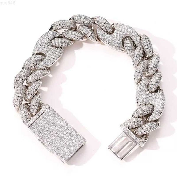 

qian jian gems hip hop silver gold handmade luxury moissanite diamond iced out cuban link bracelet