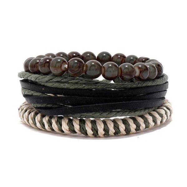 

simple handmade woven multi layer leather bracelet creative diy three combination mens, Golden;silver