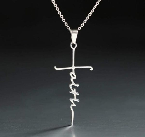 

faith pendant necklace for women stainless steel faith necklace 18 inches2065076, Silver