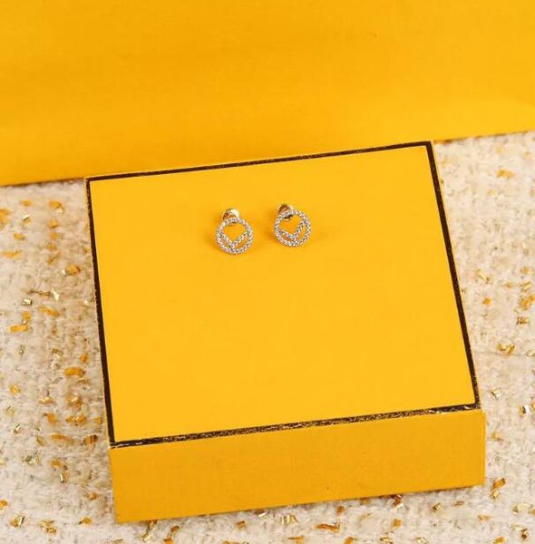 

2023 gold hoop earrings luxury designer earrings classic letters diamond square studs earring, Golden;silver