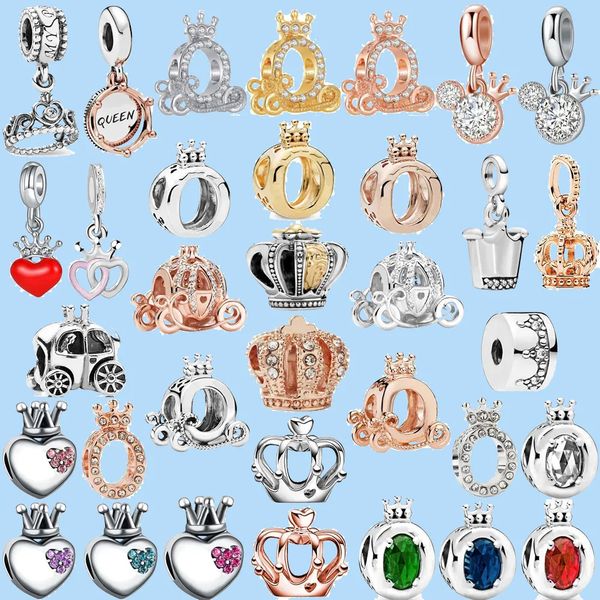

925 sterling silver charms for pandora jewelry beads jewelry 1pcs cute crown pendant suitable, Black