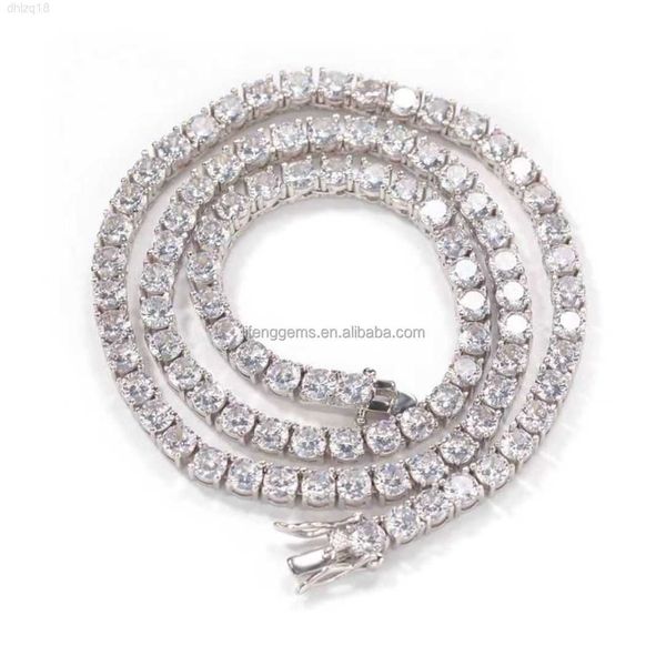 

hip hop 925 sterling silver 5mm gold plated vvs moissanite diamond 18inches tennis chain necklace for men tennis chain