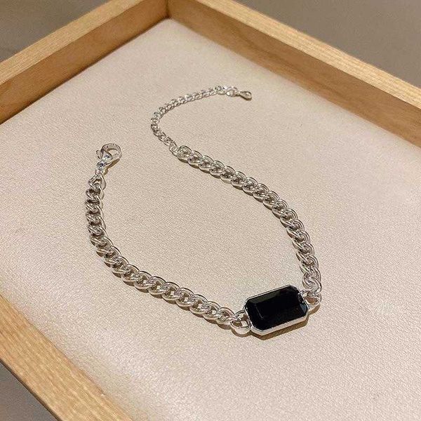 

light luxury minority all chains matching graceful black gemstone bracelet female street style hip hop wind net red thick straps