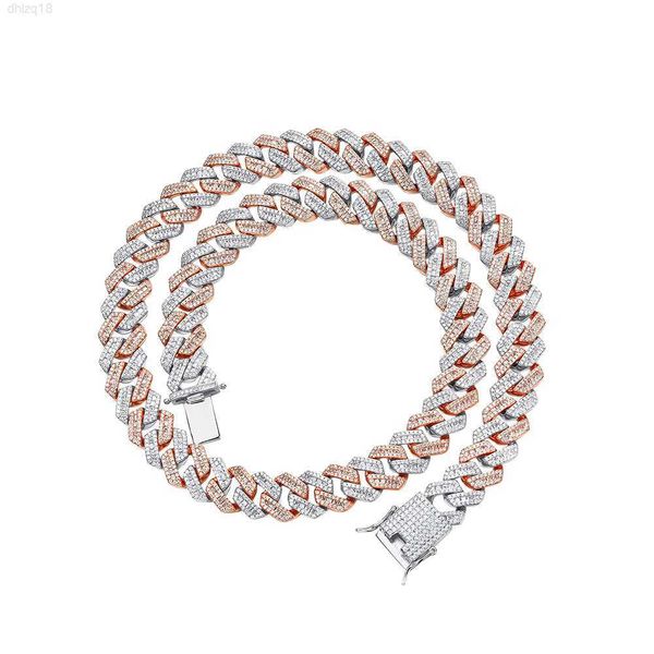 

new design hip hop jewelry gold 18k white plated prong baguette iced crystal choker miami cuban link necklace, Silver