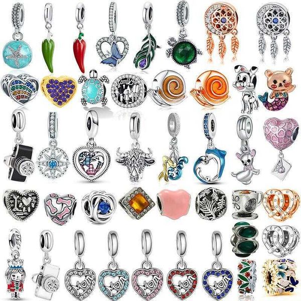 

panjia arrival feather bracelet pendant diy alloy large hole beads loose string ornament, Golden;silver