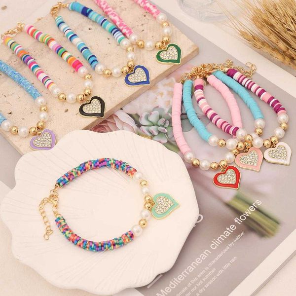 

ornament multi color polymer clay bracelet fashion love personality ins, Golden;silver