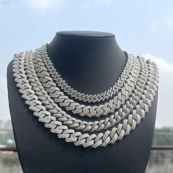 

fashion jewelry necklaces 10mm 12mm 15mm 16mm ice out moissanite vvs cuban chain 925 sterling silver cuban link chain necklace