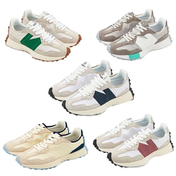 

n 327 sneakers mens sports shoes white navy running shoes blue light camel white grass green sea salt red bean milk dark gray womens low jog