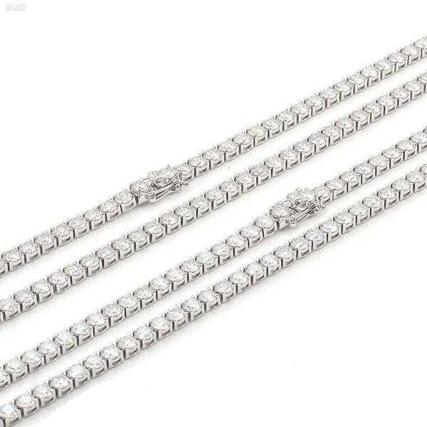 

wholesale 925 sterling silver tennis chain 4mm 16inch- 24inch moissanite prong setting hiphop style for man women