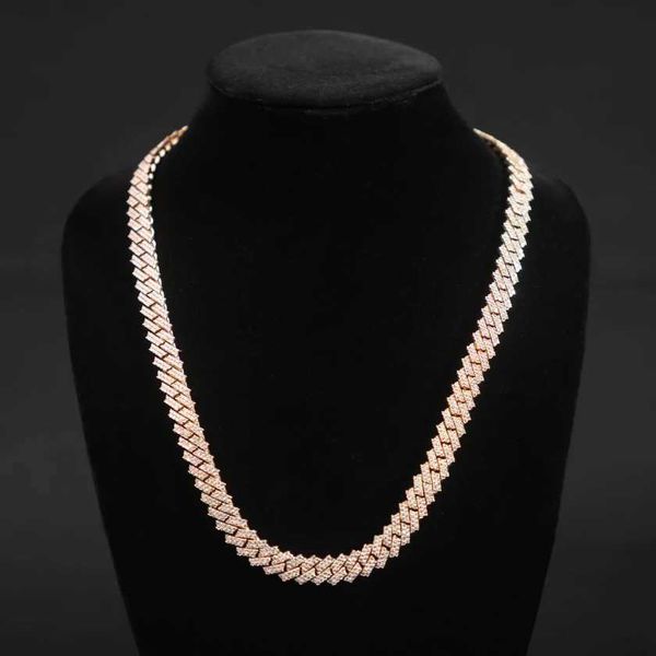 

kibo jewelry hip hop s925 2 layers moissanite iced out diamond 15mm prong set cuban chain, Silver