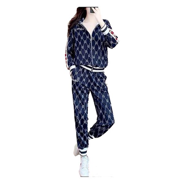

2023 new women's two piece pants tracksuits casual fashion autumn spring long sleeved two-piece jogger set ladies fall printed letters, White