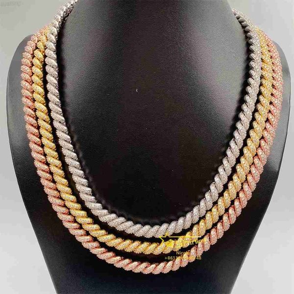 

new arrivals price hip hop iced out gra moissanite sterling silver 8mm iced out twist rope chain